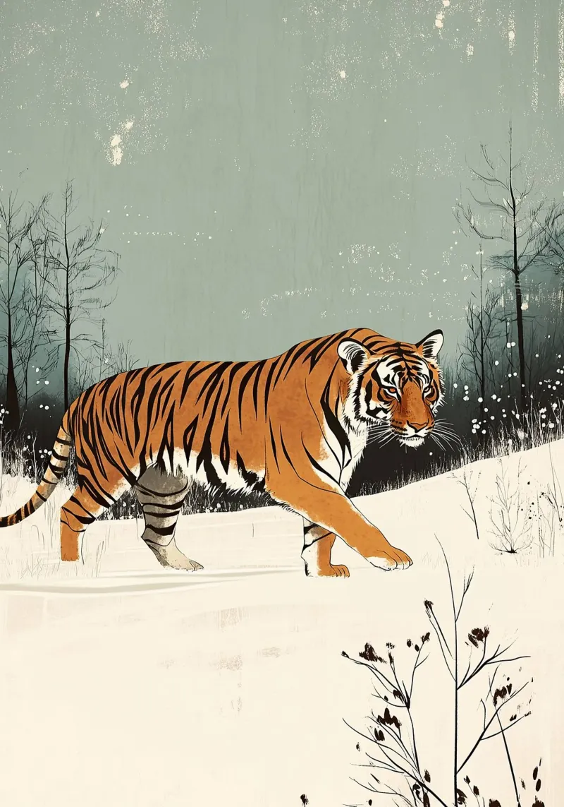 Tigre nella neve alluminio dibond da Nikis Art Studio