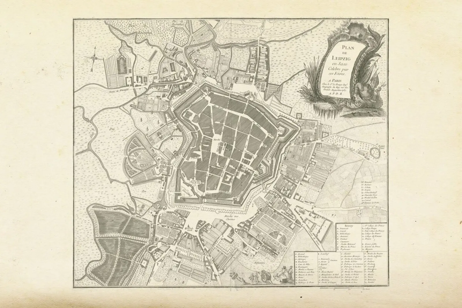 Leipzig, Germany, 1757 poster con telaio in alluminio da Artokoloro Quint Lox Ltd