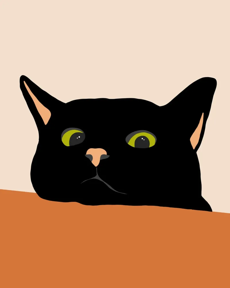 Il gatto curioso, animali domestici Carino Minimal Whimsical Painting plexiglass da 83oranges