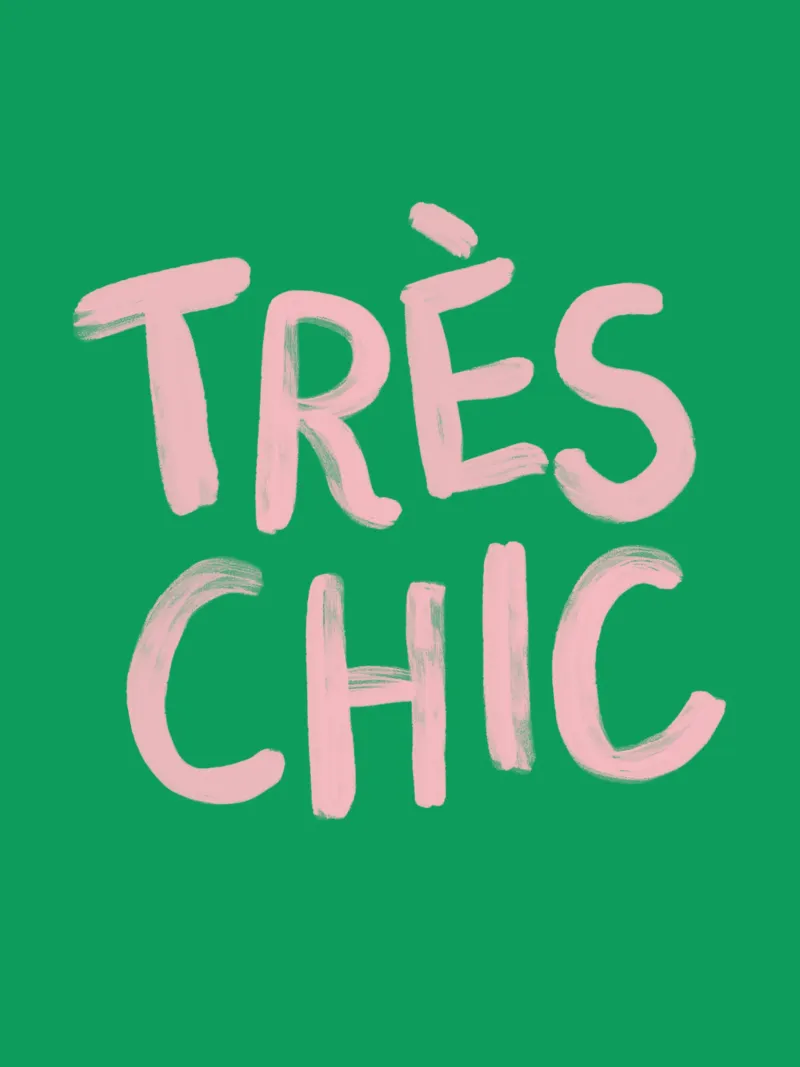 Tres Chic Elegante francese dipinto a mano Typogrphy tela con Cornice a cassetta da THE MOTIVATED TYPE