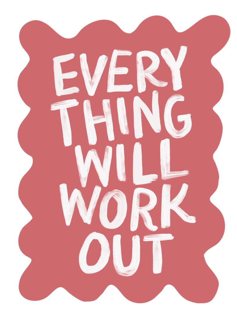 Alles wird gut, moderne Pastell-Himbeer-Typografie Poster von THE MOTIVATED TYPE
