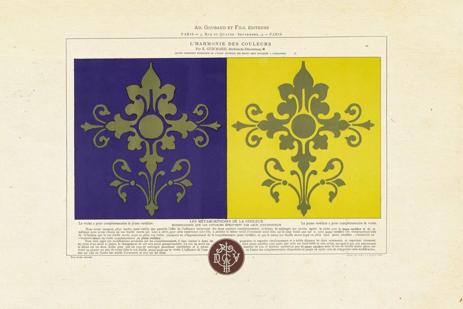 Complementary Colours Purple and Yellow, L'harmonie des couleurs, 1815 - Édouard Guichard Poster von Artokoloro Quint Lox Ltd