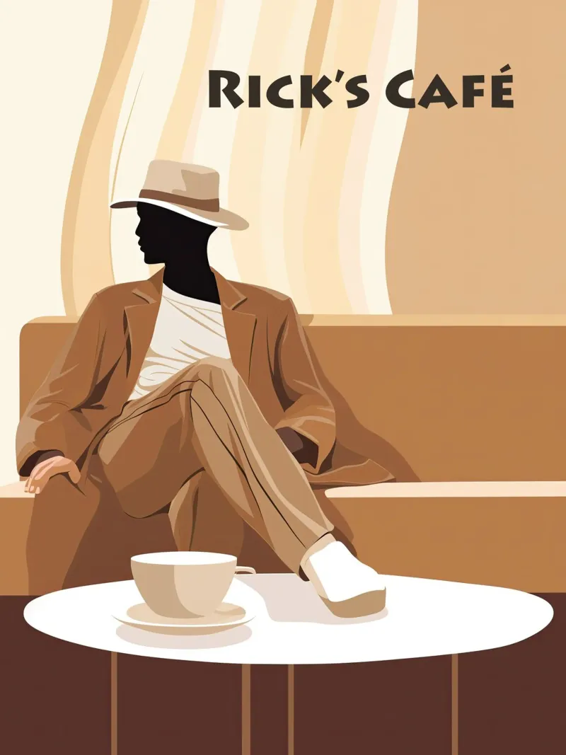 Ricks Cafe Casablanca | Mocha Mousse Colored Artwork tela con Cornice a cassetta da Autofocus