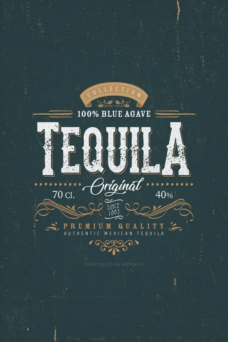 Vintage label Tequila poster with plastic frame by studiopicaprints