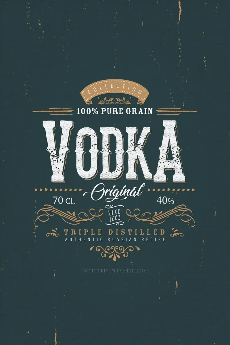 Vintage label Vodka poster with plastic frame by studiopicaprints
