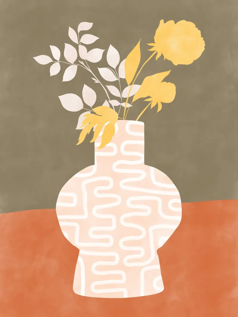 Stylized Vase With White Patterns canvas by Pictufy Sun & Spirit