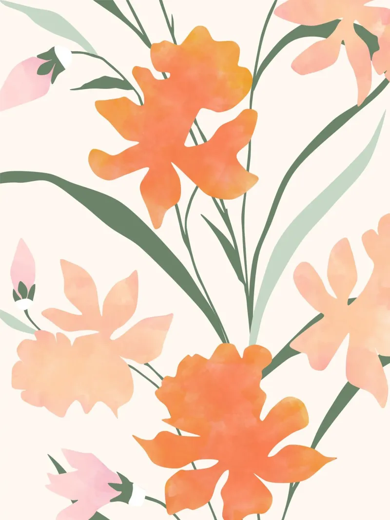 Bloemenpatroon met abstracte kleurrijke bloemen canvas met Baklijst van Pictufy Sun & Spirit