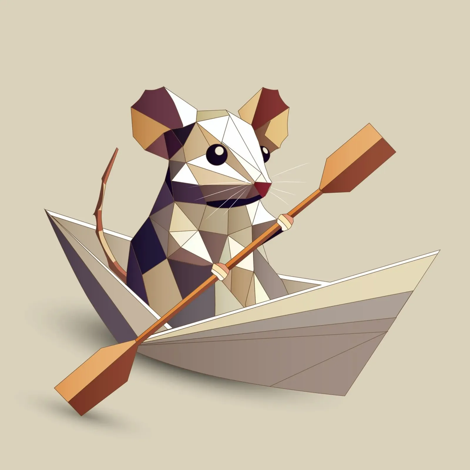Adventurous mouse in a paper ship - polygon style canvas by namosh