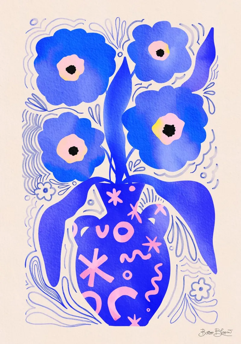 Flores azules Homenaje a Matisse metacrilato de Pictufy Sun & Spirit
