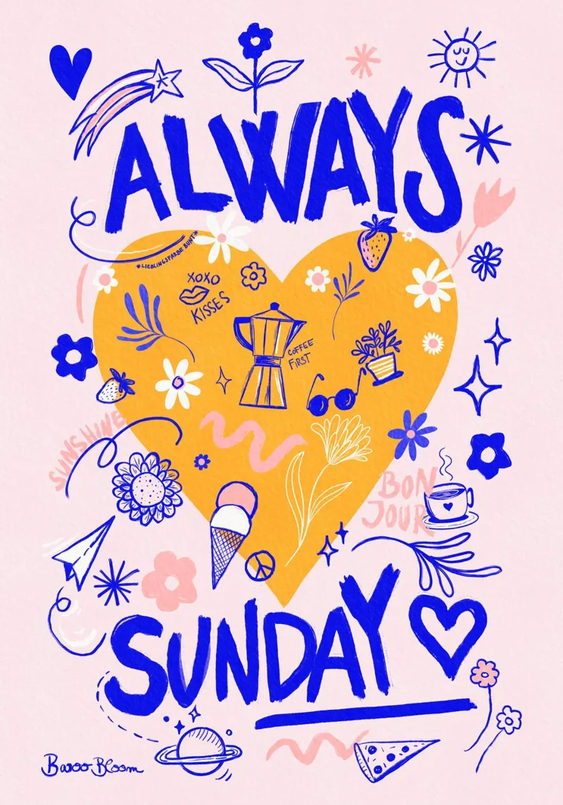 Always Sunday poster with plastic frame by Pictufy Sun & Spirit