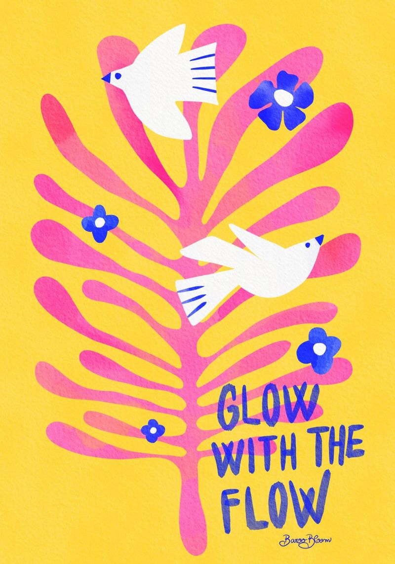 Vögel - Glow with the Flow rosa Poster von Pictufy Sun & Spirit