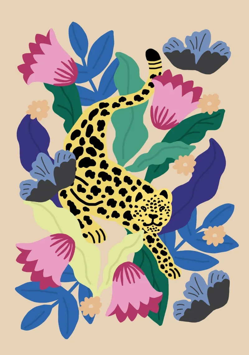 Leopardo floreale plexiglass da Pictufy Sun & Spirit