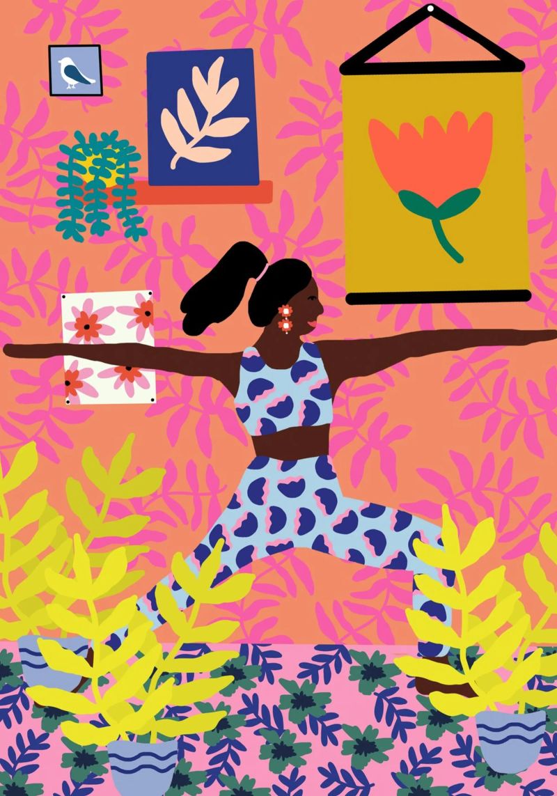 Blumenkrieger-Yoga-Pose Poster von Pictufy Sun & Spirit