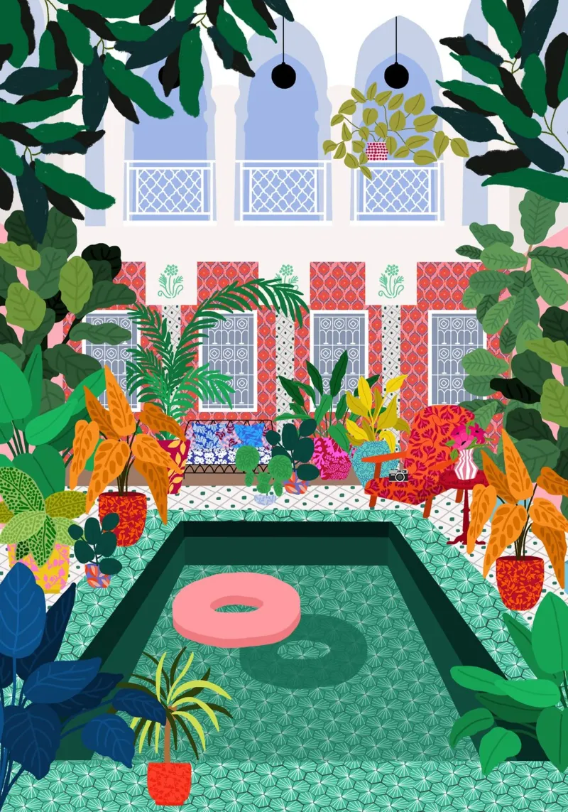 Godersi la piscina poster con telaio in alluminio da Pictufy Sun & Spirit