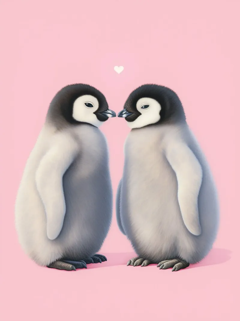 Pinguini innamorati di un cuore pellicola backlit da Carinaprint