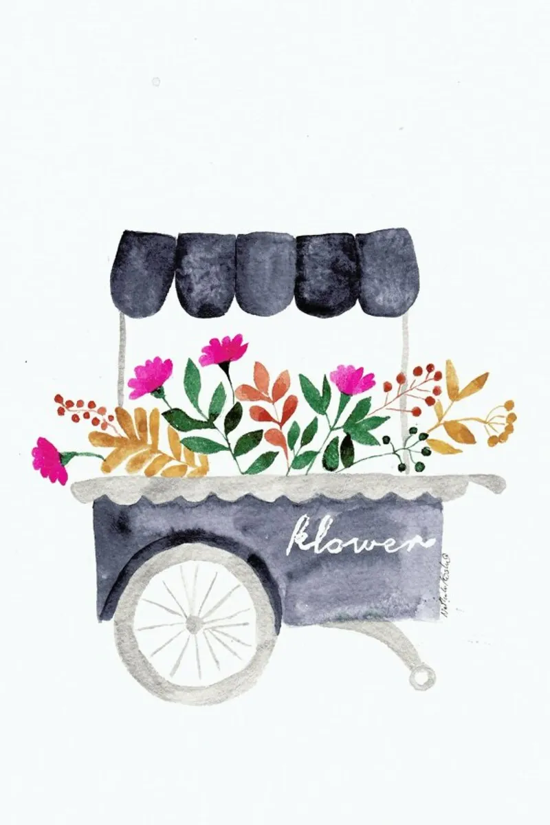Flowers Market poster con telaio in legno da Nathys_illustration