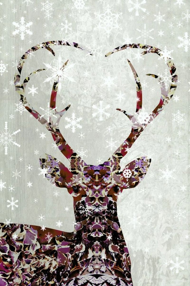 Snow Deer poster met houten frame van Angelo Cerantola