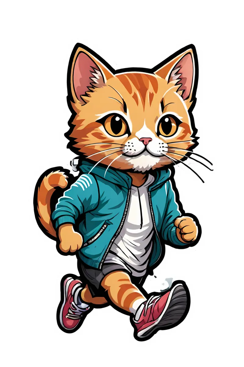 Gatto che fa jogging pellicola backlit da ZAMART - PopArt