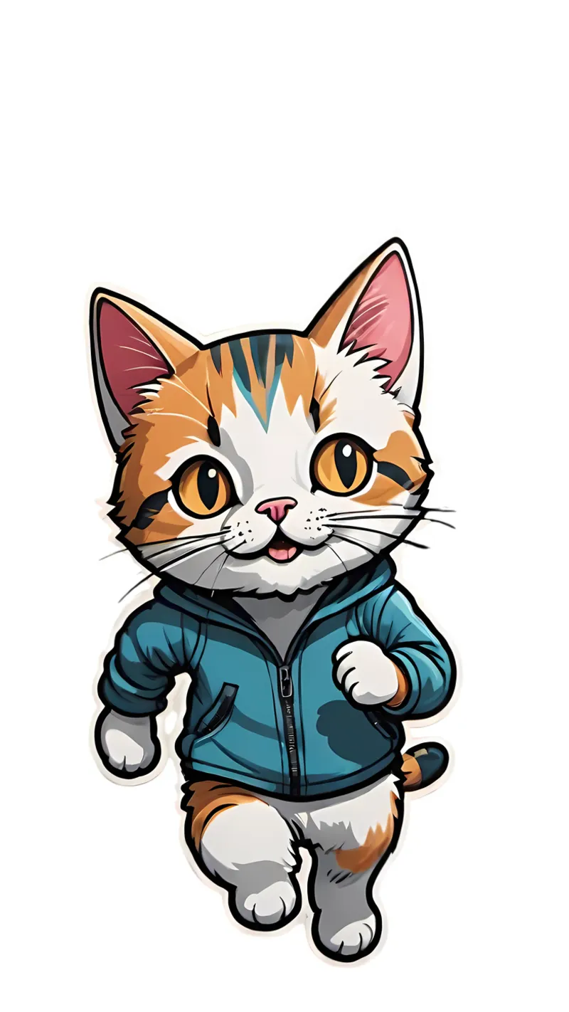 Cat jogging, motif 2 hahnemühle by ZAMART - PopArt