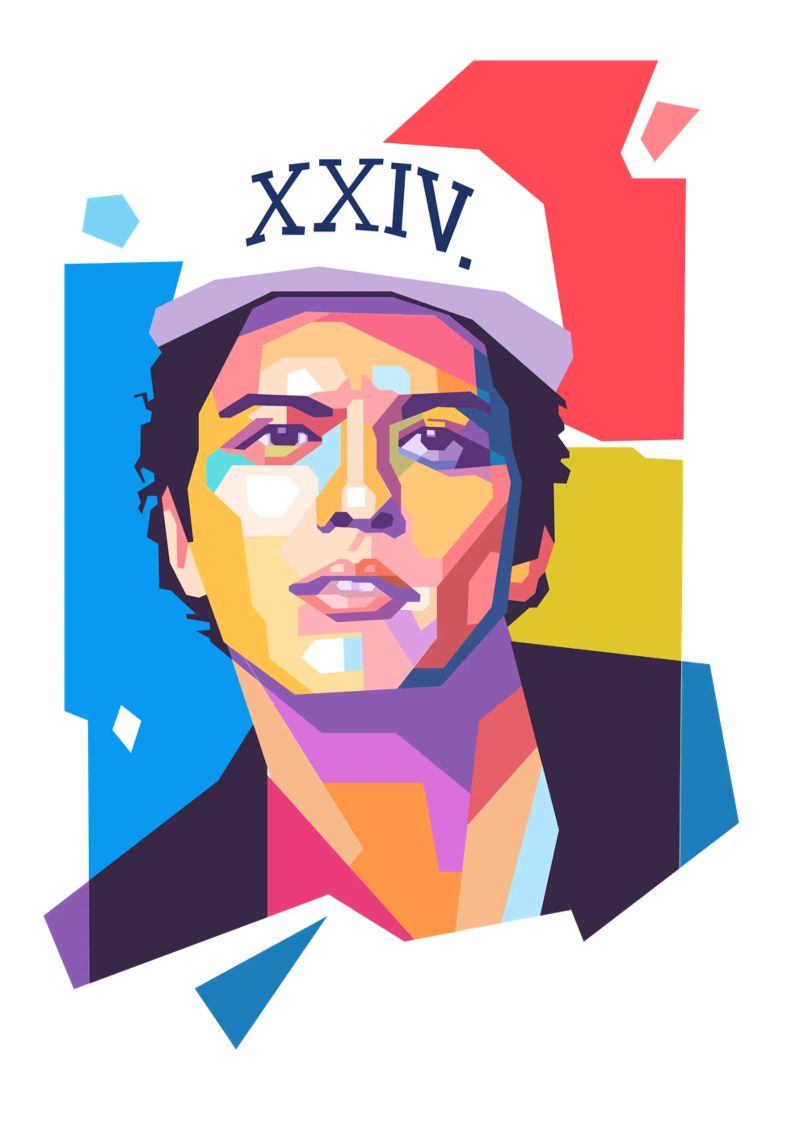 Ritratto pop art di Bruno Mars pellicola backlit da Hantamrata