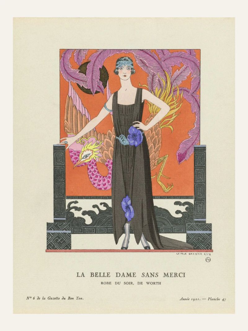 George Barbier, La belle dame sans merci Deco poster with wooden frame by Carinaprint