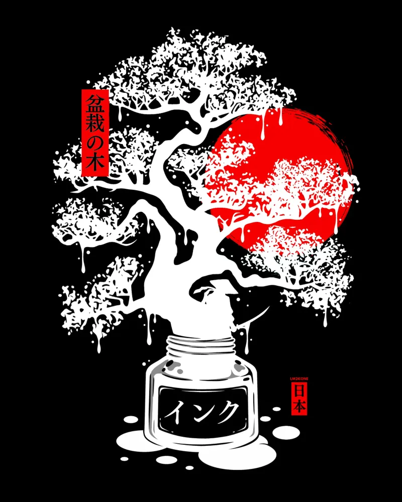 Inchiostro giapponese bonsai bianco poster da LM2KONE
