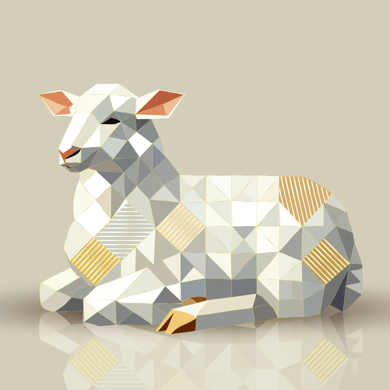 Geometric lamb - modern Easter symbol in soft colours poster with plastic frame by namosh