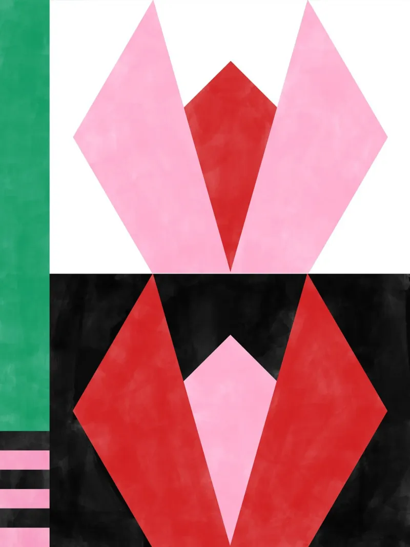 Arte geometrica con triangoli e rettangoli poster con telaio in alluminio da Pictufy Sun & Spirit