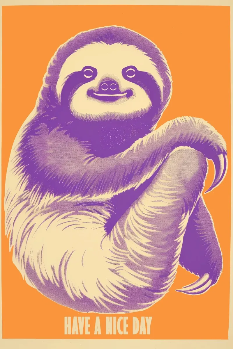 Have A Nice Day | Sloth motivational motif canvas with Floater frame by Autofocus