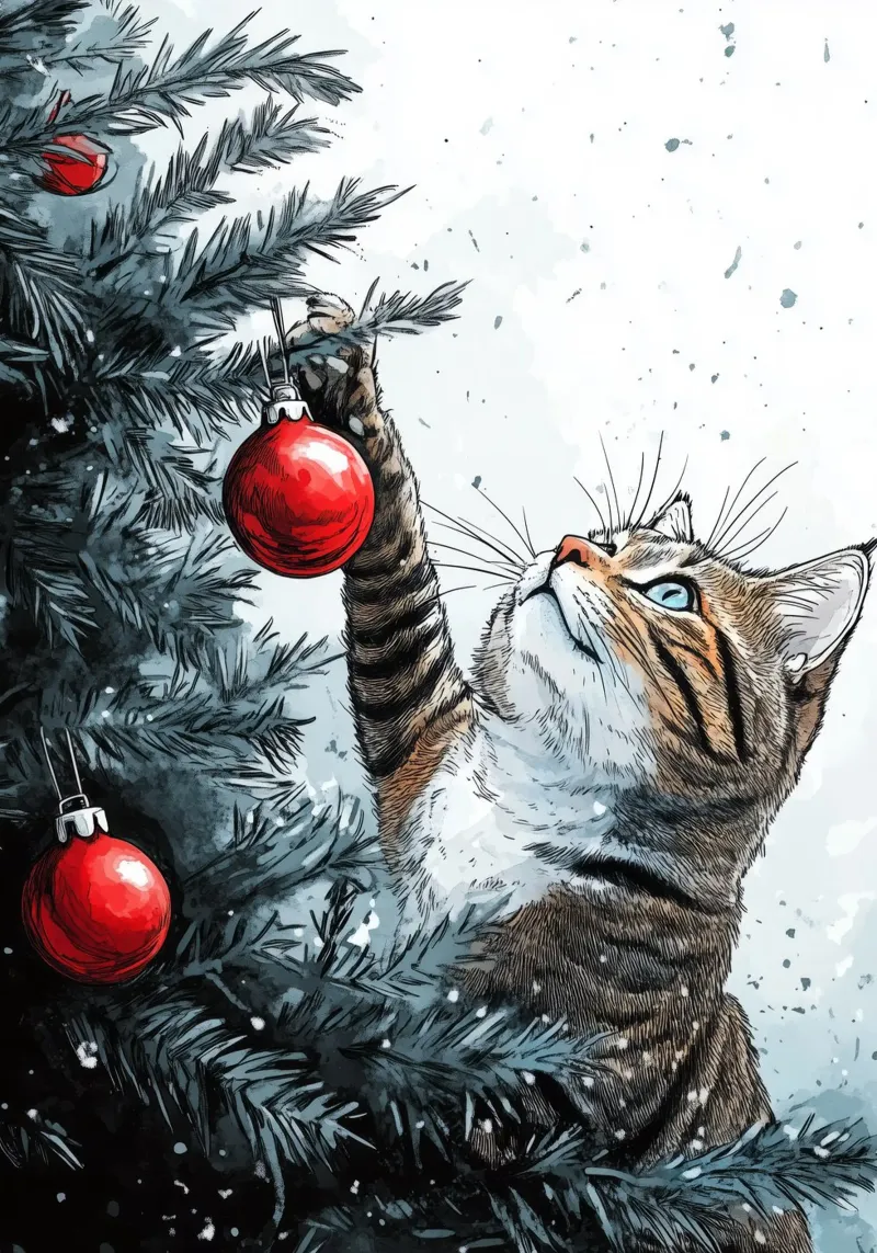 I gatti amano l'albero di Natale 1 pellicola backlit da Justyna Jaszke JBJart