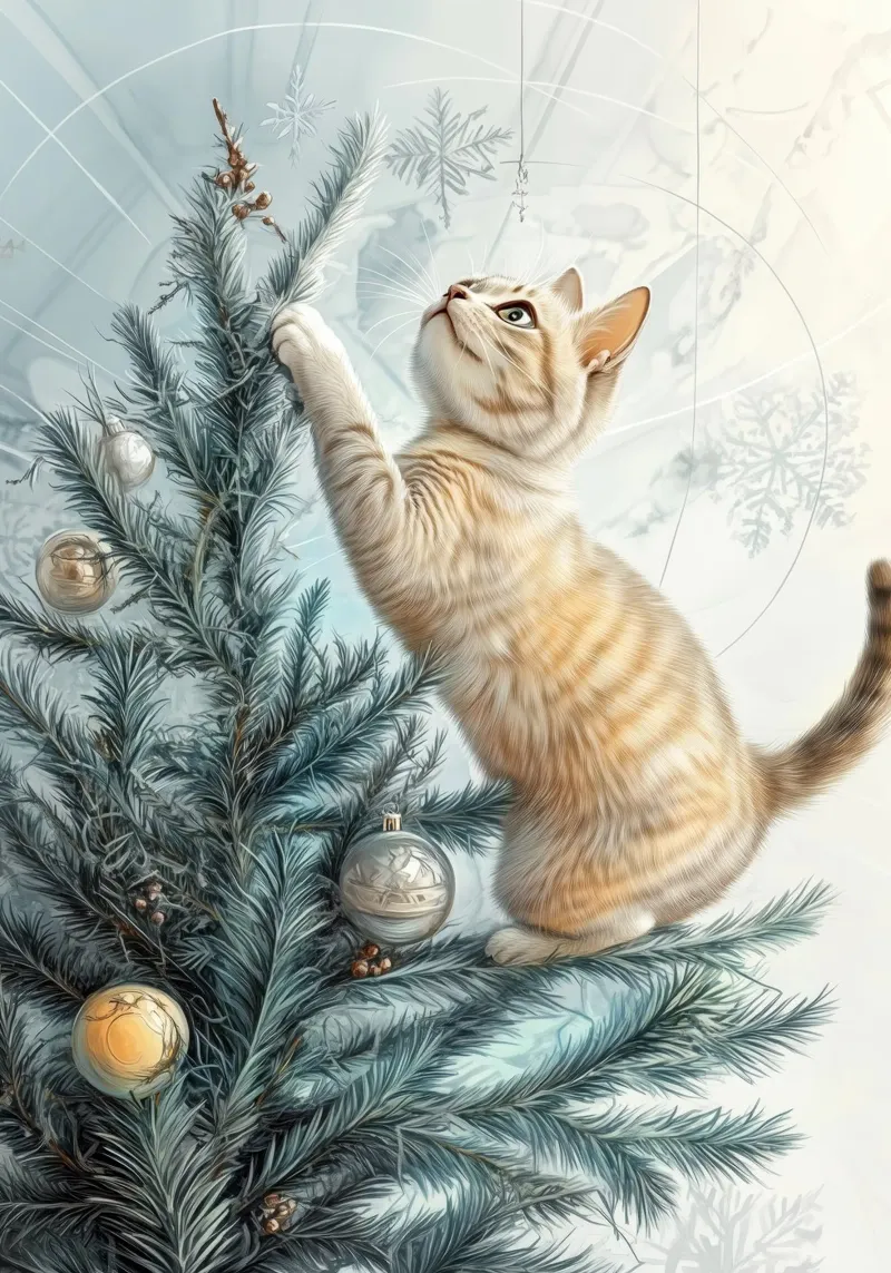 I gatti amano l'albero di Natale 2 pellicola backlit da Justyna Jaszke JBJart