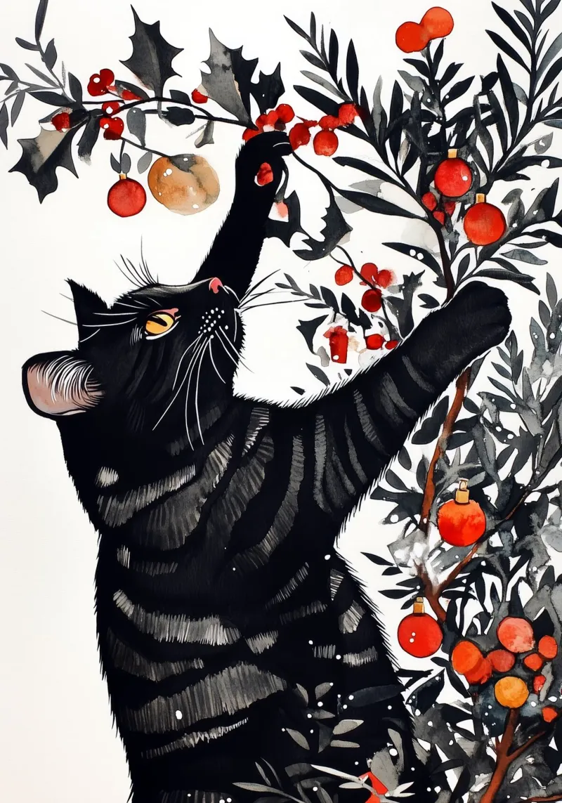I gatti amano l'albero di Natale 3 pellicola backlit da Justyna Jaszke JBJart