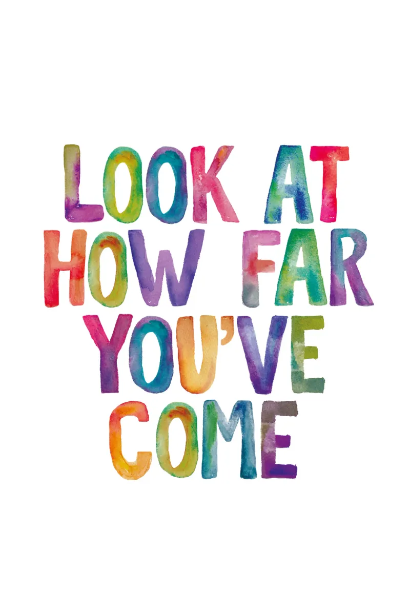 Look At How Far You've Come Positive Encouraging Typography canvas with Floater frame by THE MOTIVATED TYPE