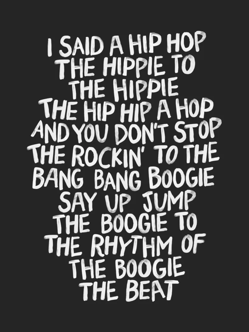 I Said a Hip Hop De Hippie Rap Songteksten Retro Stedelijk Kunstwerk canvas met Baklijst van THE MOTIVATED TYPE