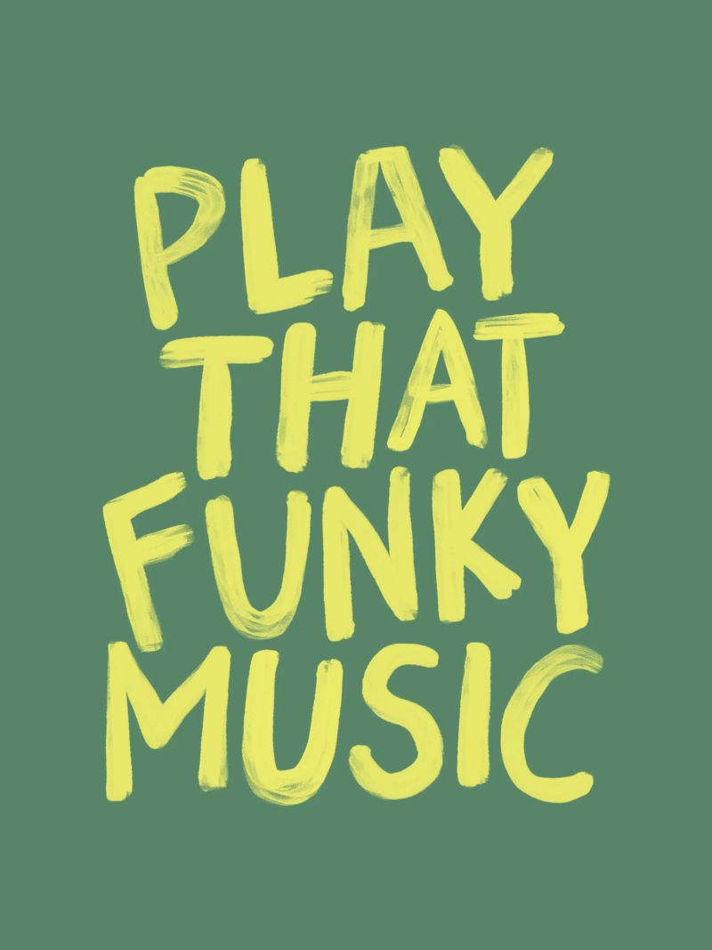 Play That Funky Music Retro Groovy Funky tipografia Stampa poster con telaio in plastica da THE MOTIVATED TYPE