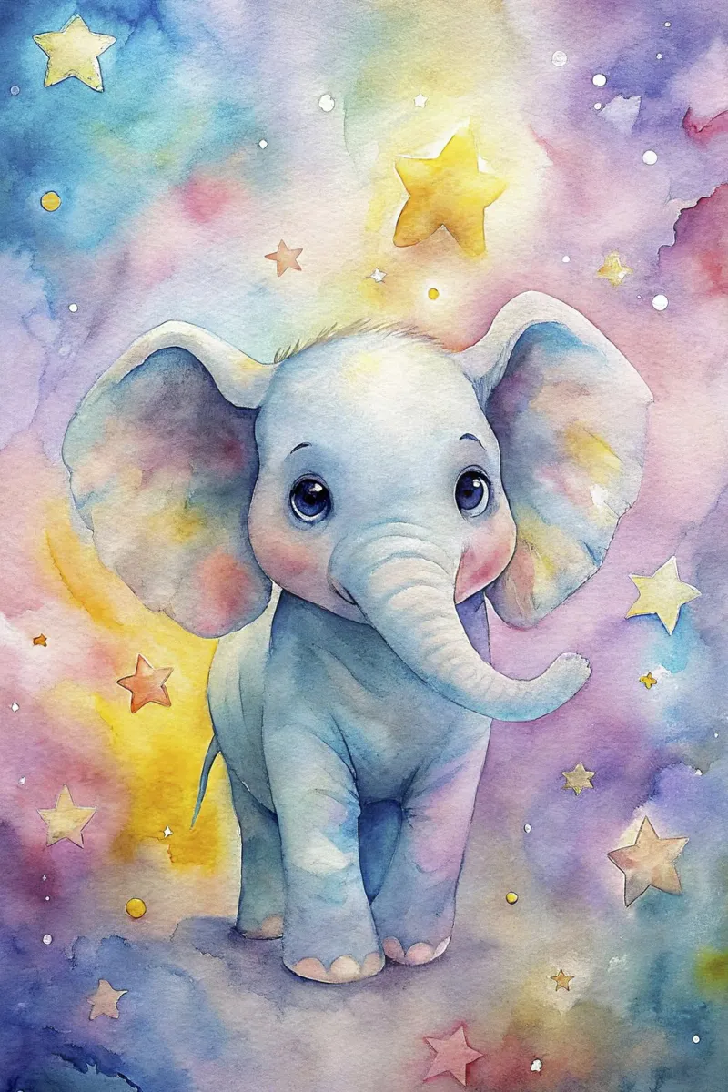 Elefante ad acquerello pellicola backlit da 🎁 ARTVI-SHOP