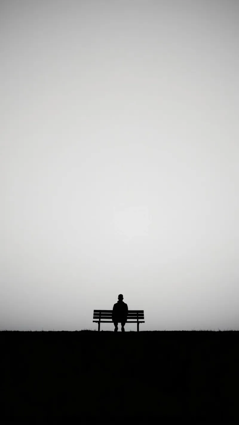 A solitary figure sitting on a bench sad and lonly canvas with Floater frame by DesignDoodle