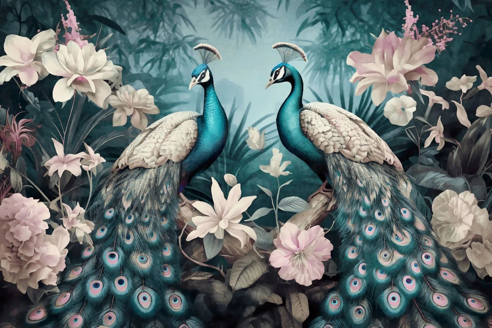 Peacocks Mystic Jungle Paradise poster by Andrea Haase Vintage World
