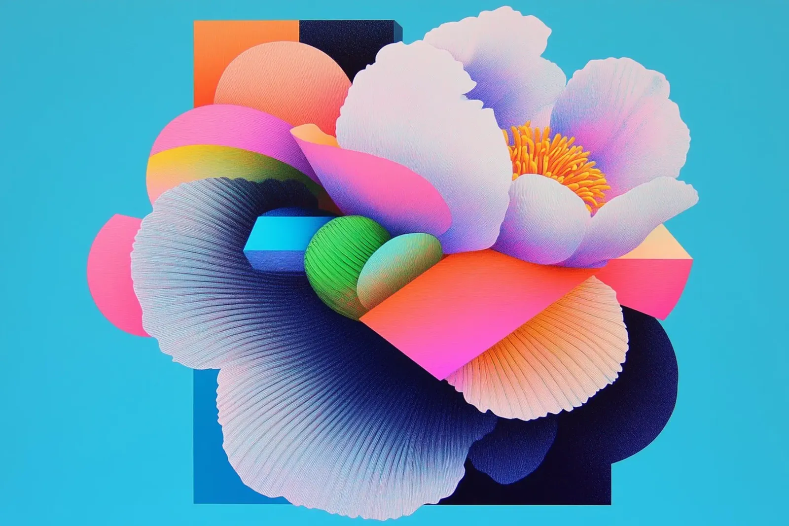 Peonie simmetriche pop carta hahnemühle da Carinaprint