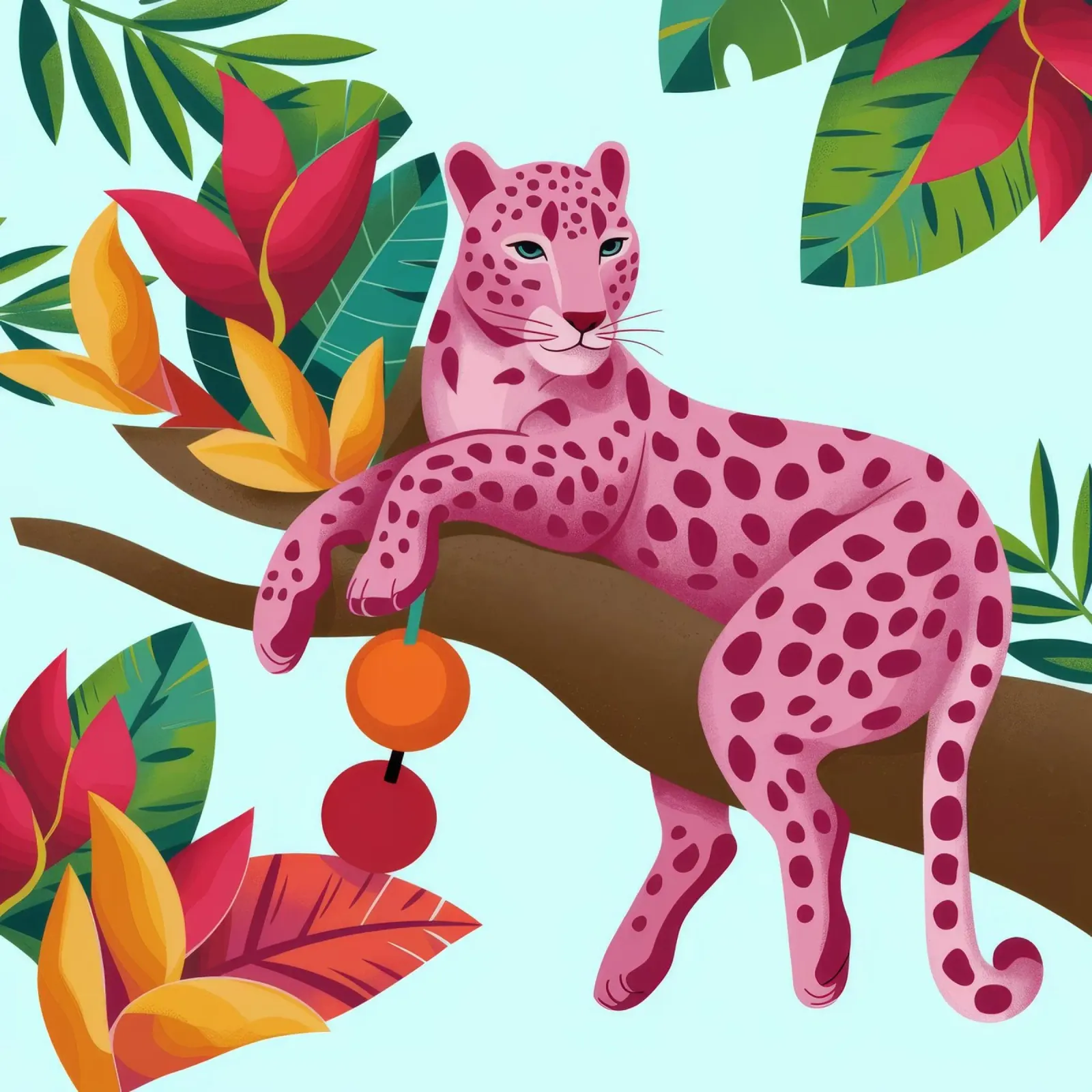 Leopardo rosa esotico plexiglass da Veiled Canvas