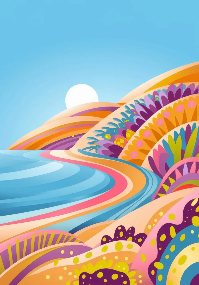 Onde costiere colorate poster con telaio in alluminio da Veiled Canvas
