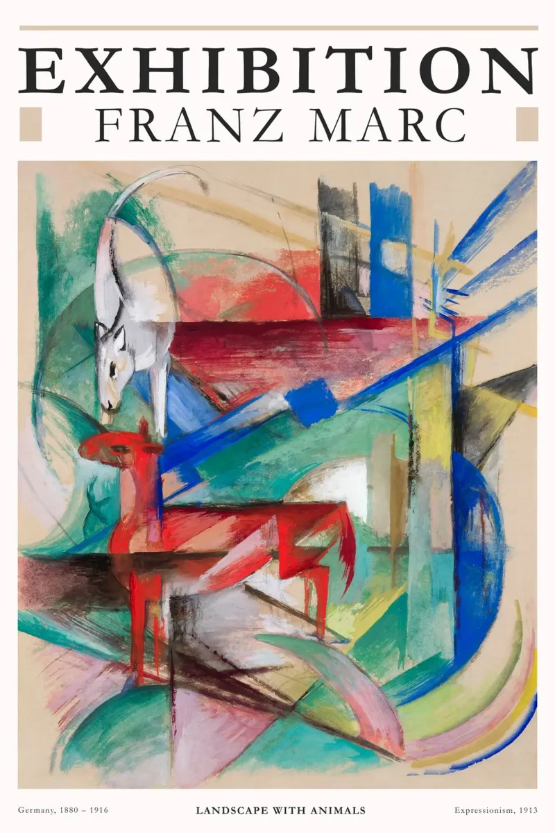 Franz Marc - Paesaggio con animali pellicola backlit da Old Masters