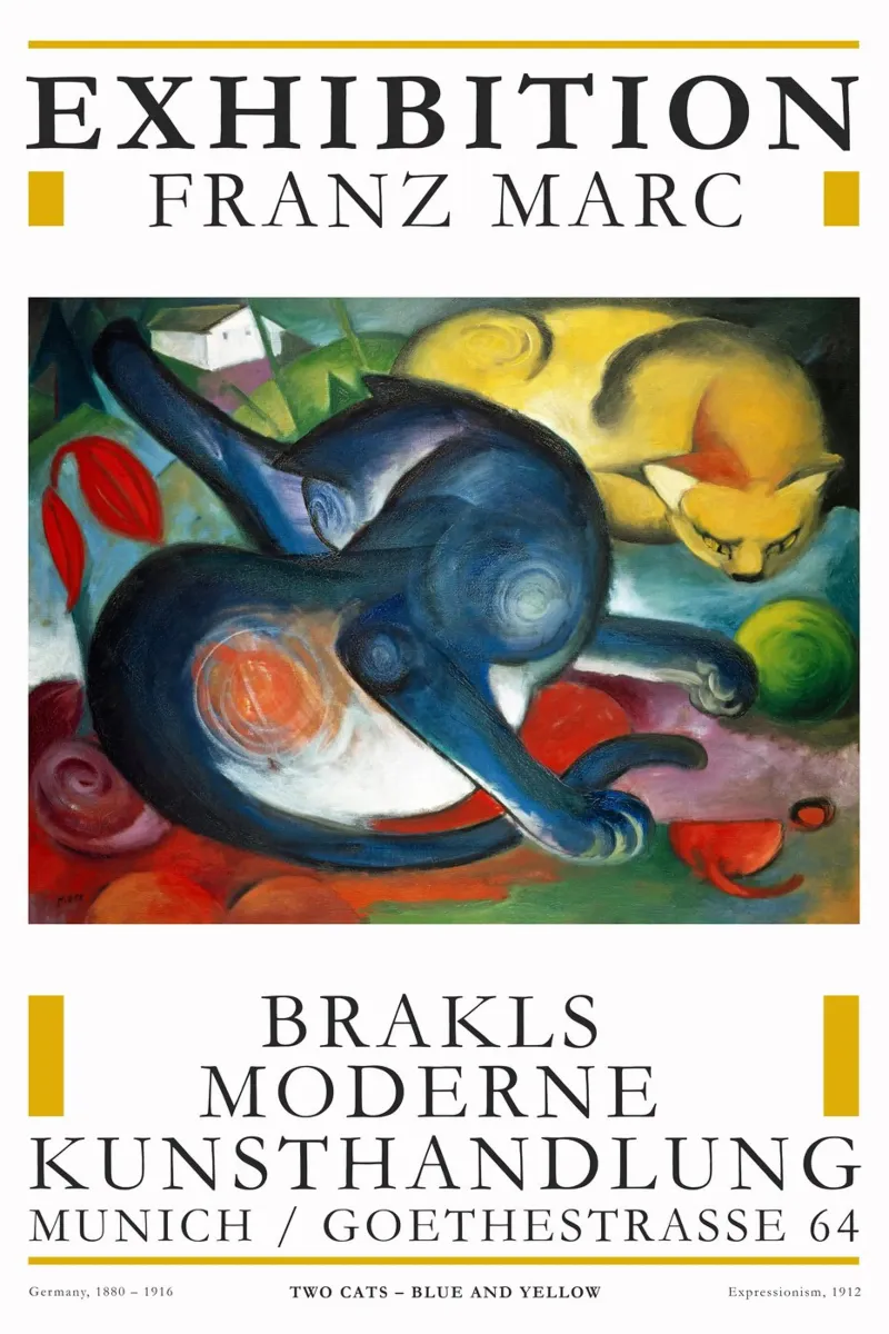 Franz Marc - Due gatti: Blu e giallo plexiglass da Old Masters