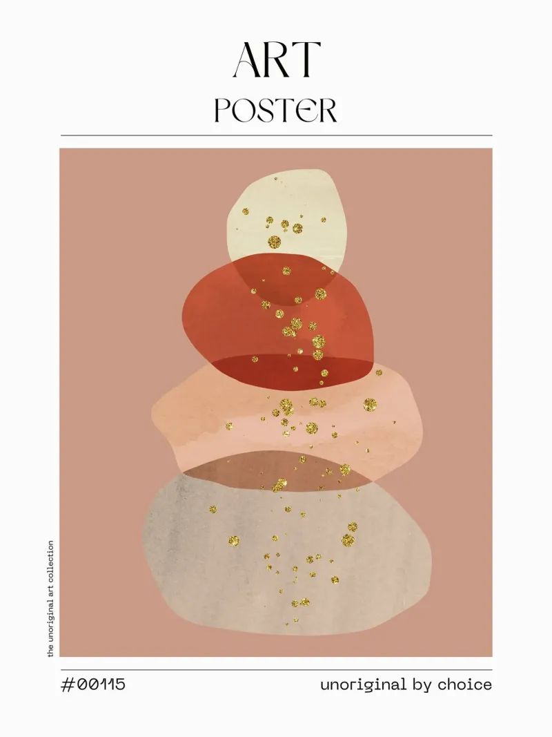 Muted Gold Modern Abstract – No. 00115 poster con telaio in alluminio da Hightown Design