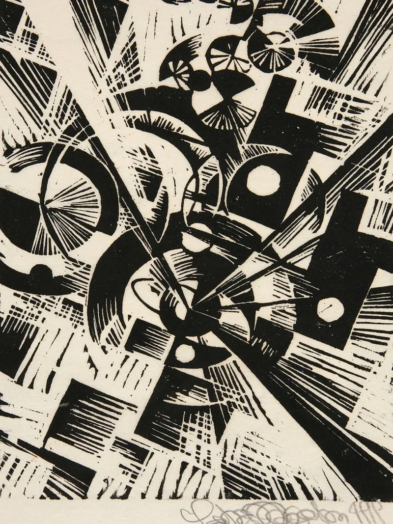 Johannes Molzahn - Movimento stellare poster con telaio in alluminio da Old Masters