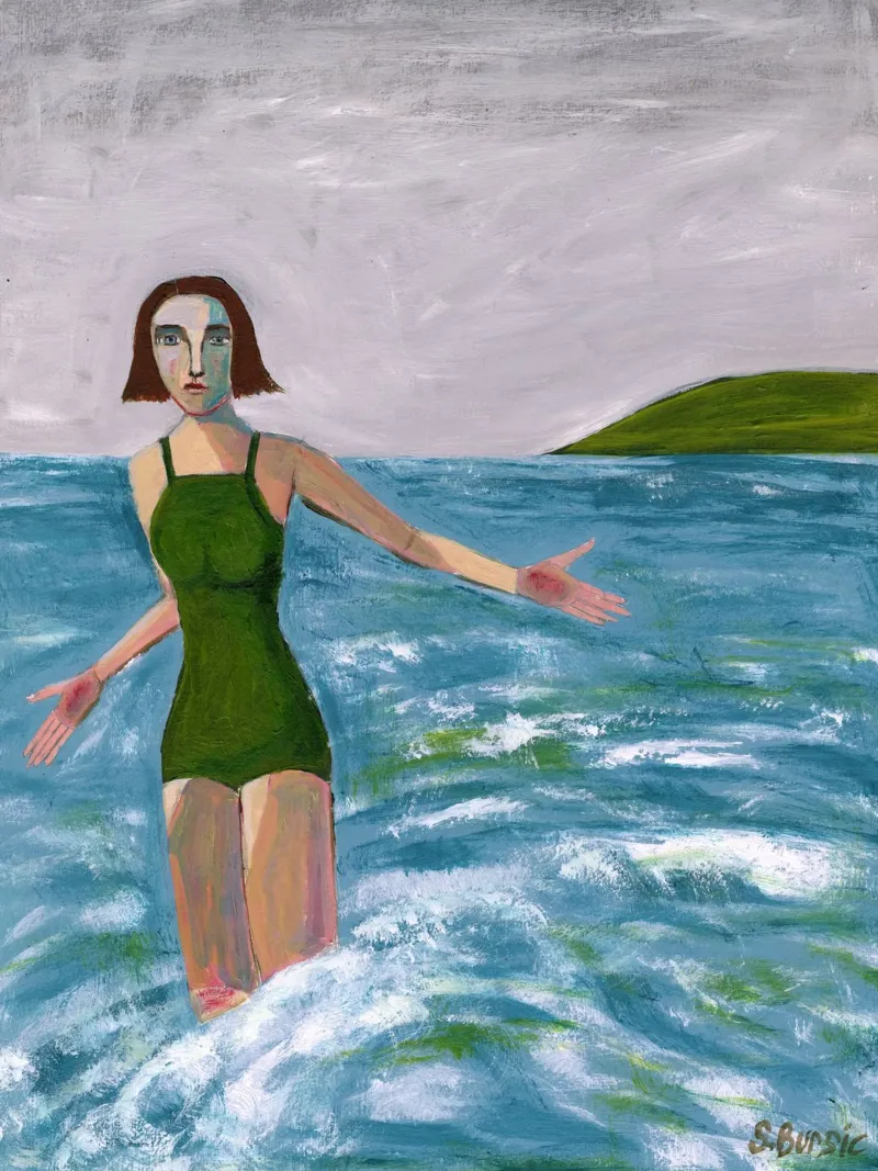 Donna in riva al mare poster con telaio in plastica da Pictufy Sun & Spirit
