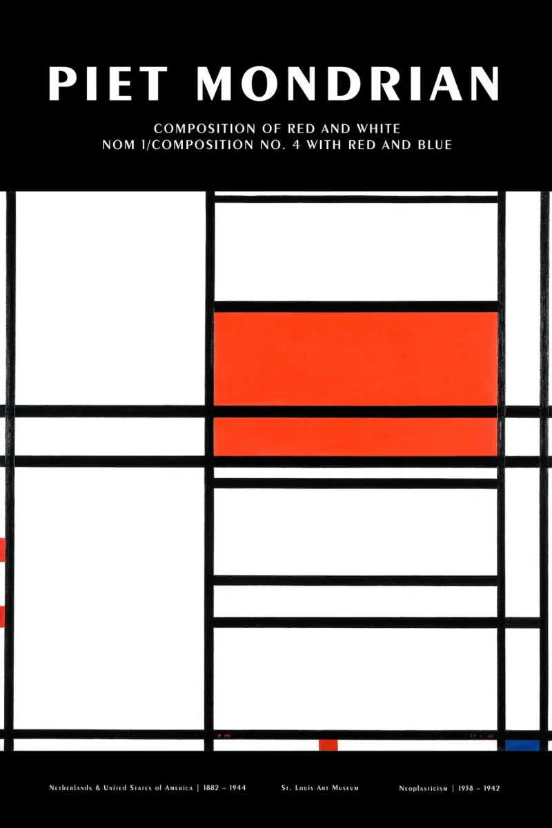 Piet Mondrian - Composizione di rosso e bianco alluminio dibond da Old Masters