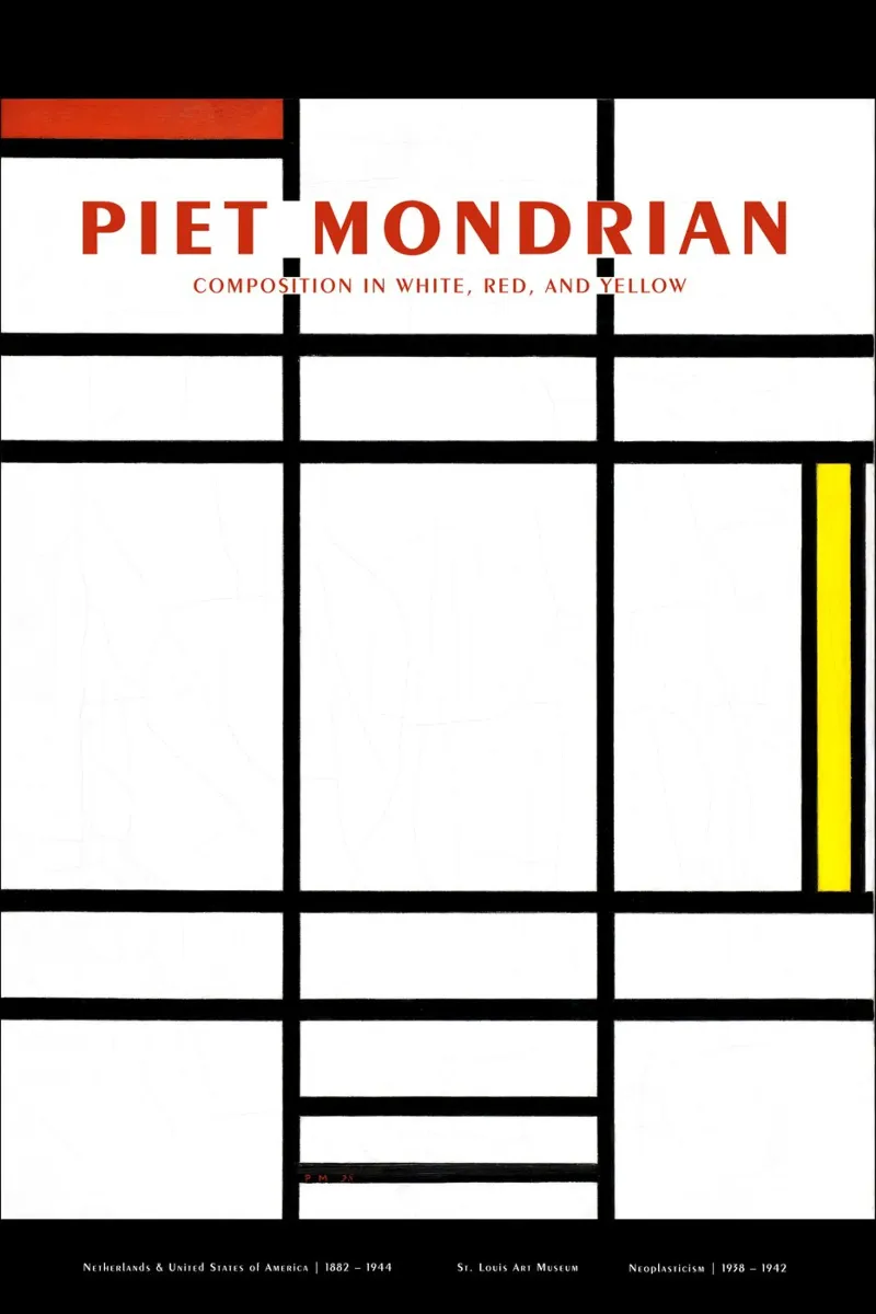 Piet Mondrian - Composizione di rosso, bianco e giallo alluminio dibond da Old Masters