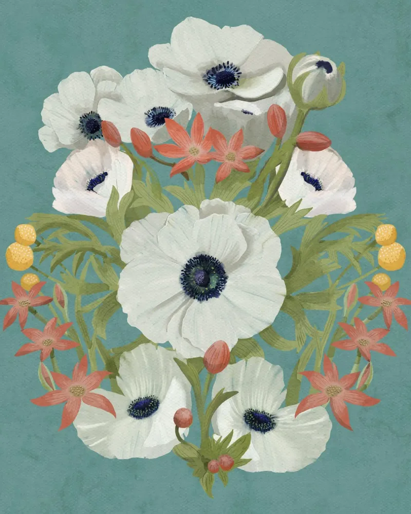 Anemone poster con telaio in legno da Pictufy Sun & Spirit