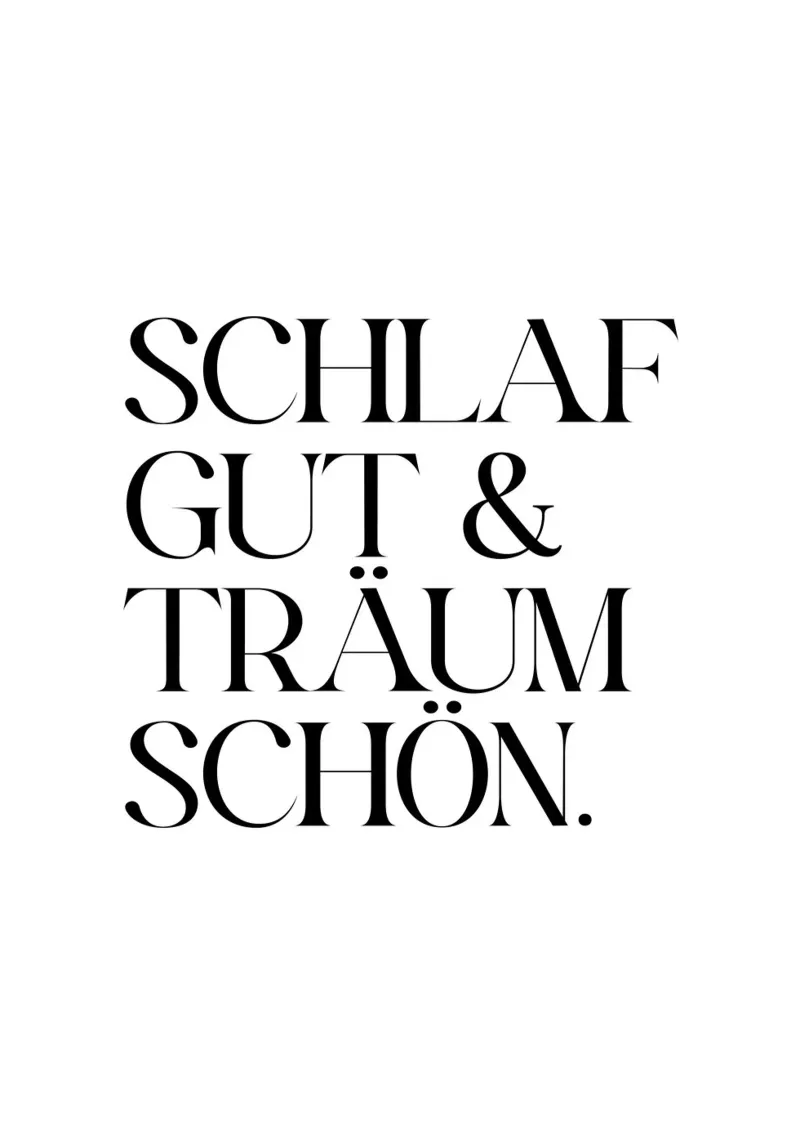Schlaf gut & träum schön poster con telaio in alluminio da BAINAI QUOTES